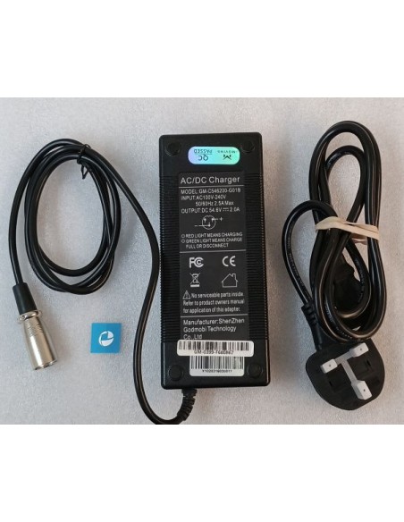 iMoving Battery Charger 54v DC 2Ah label