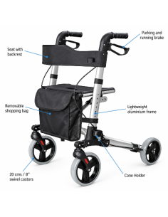 Roma City Walker 2465 Rollator 4 Wheel Walking Aid