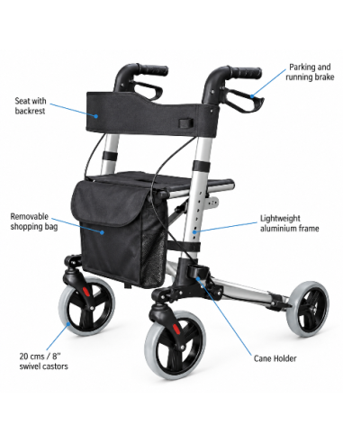 Roma City Walker 2465 Rollator 4 Wheel Walking Aid