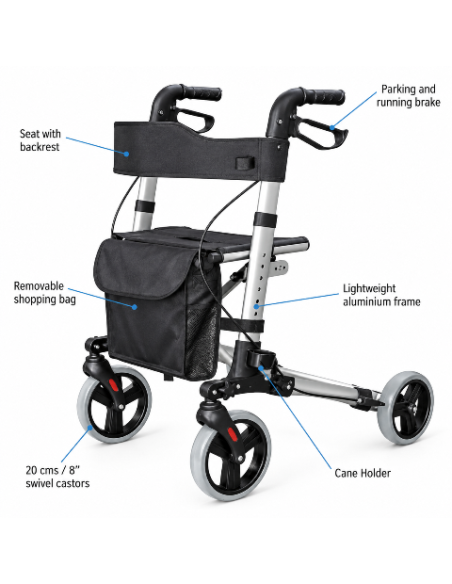 Roma City Walker 2465 Rollator 4 Wheel Walking Aid