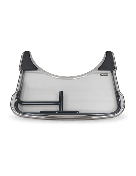 Swing Away Tray for the Invacare Rea Wheelchair pictured with elbow pads front on view.