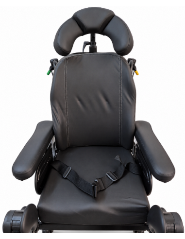 Invacare Rea Azalea wheelchair with cheek support, Flo-Shape cushion and Laguna backrest.