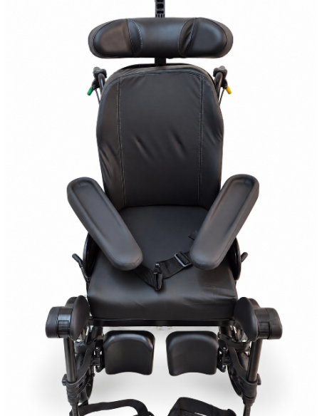 Invacare Rea Azalea Wheelchair with Hemiplegic Arm Rests showing armrests angled inwards.
