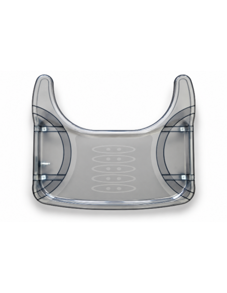 Clip on table tray for the Invacare Rea range of wheelchairs.