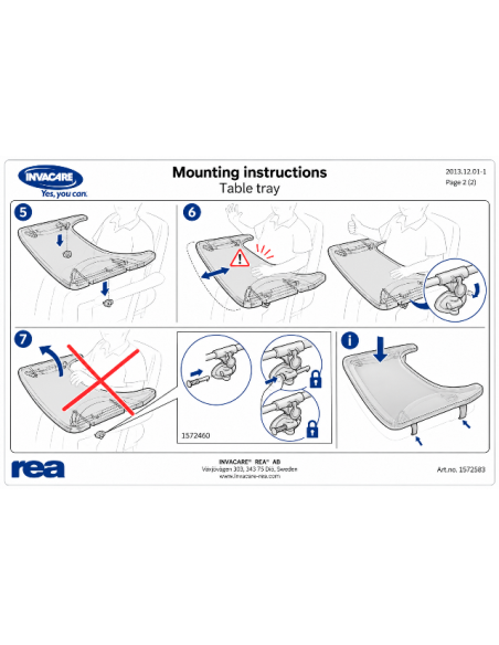 Table Tray for Invacare Rea Wheelchair mounting instructions page 2.